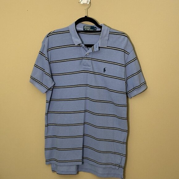 Polo by Ralph Lauren Short Sleeve Casual Shirt Blue/Navy/White Striped Men's M - Picture 8 of 11
